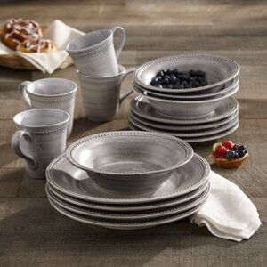 Jay Imports Stone 16 Pc Dinnerware Set - Grey